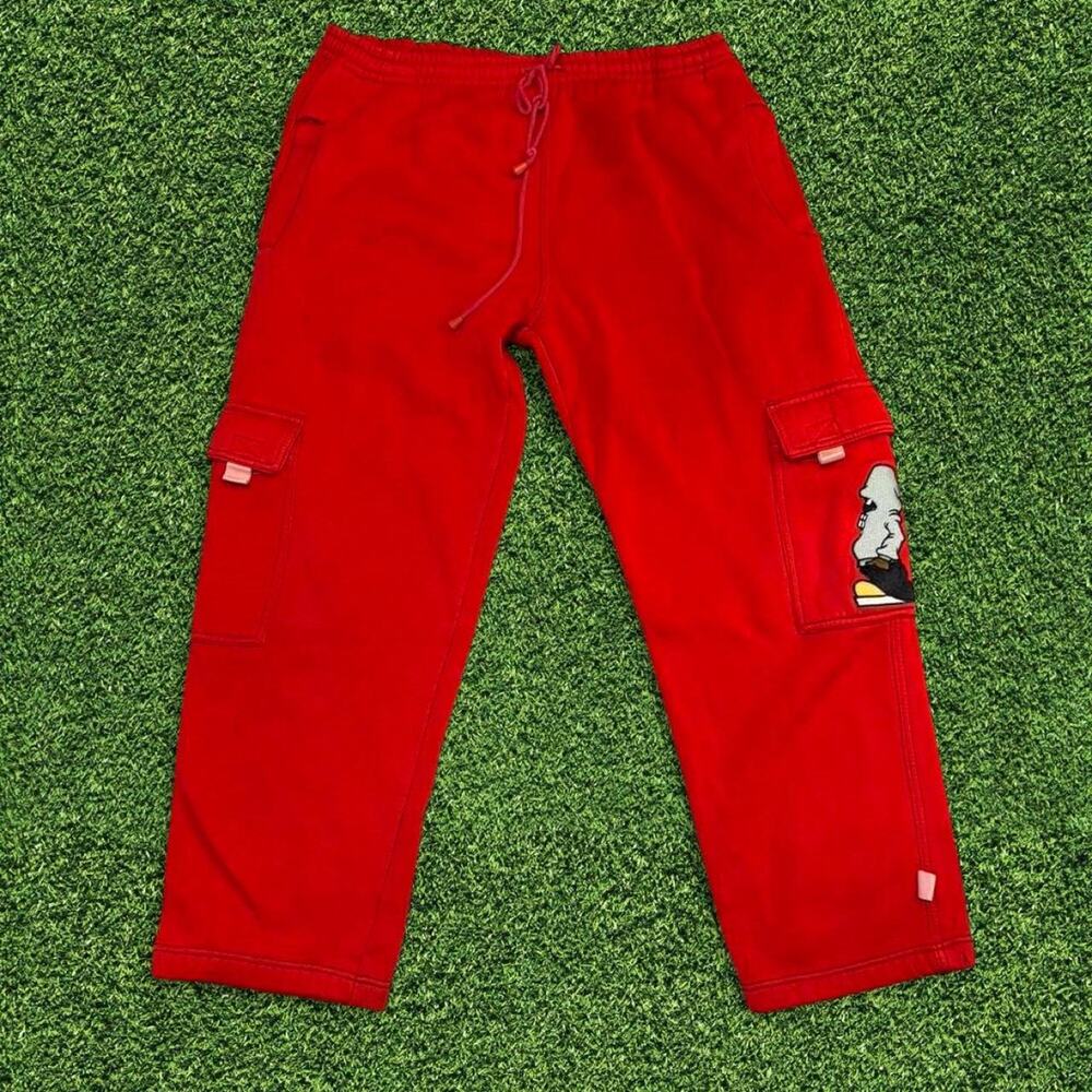 Vintage red cargo sweatpants with
